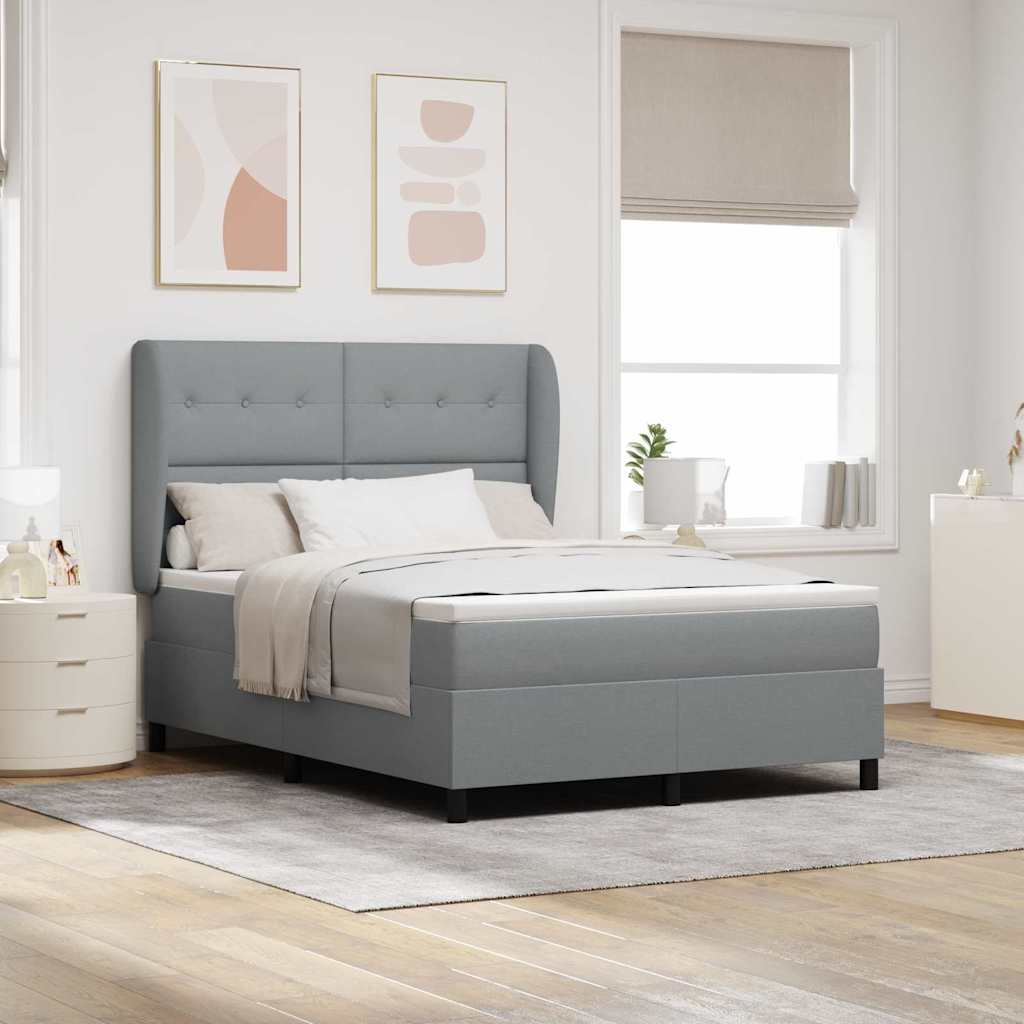 Boxspringbett Mit Matratze Stoff Hellgrau