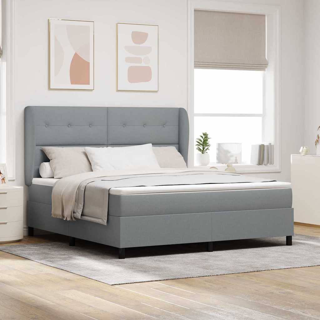 Boxspringbett Mit Matratze Stoff Hellgrau