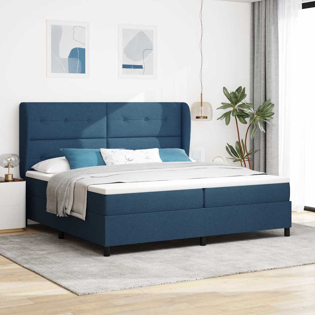 Boxspringbett Mit Matratze Stoff Blau