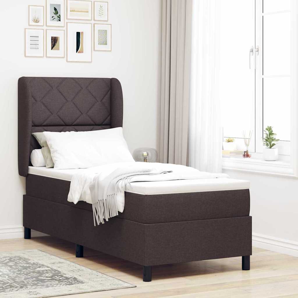 Boxspringbett Mit Matratze Stoff Dunkelbraun