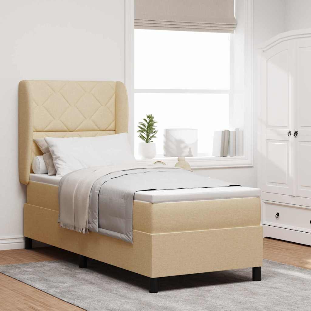Boxspringbett Mit Matratze Stoff Creme