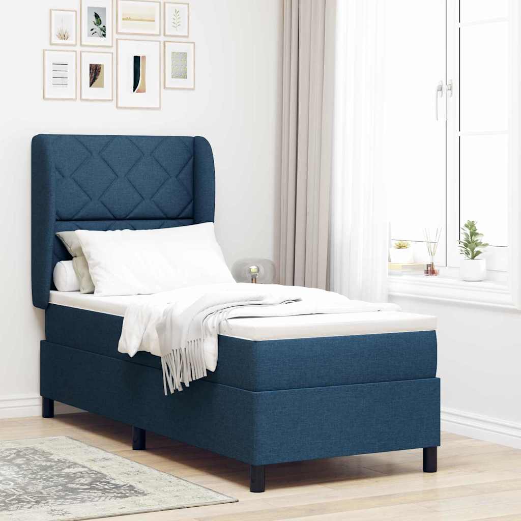 Boxspringbett Mit Matratze Stoff Blau