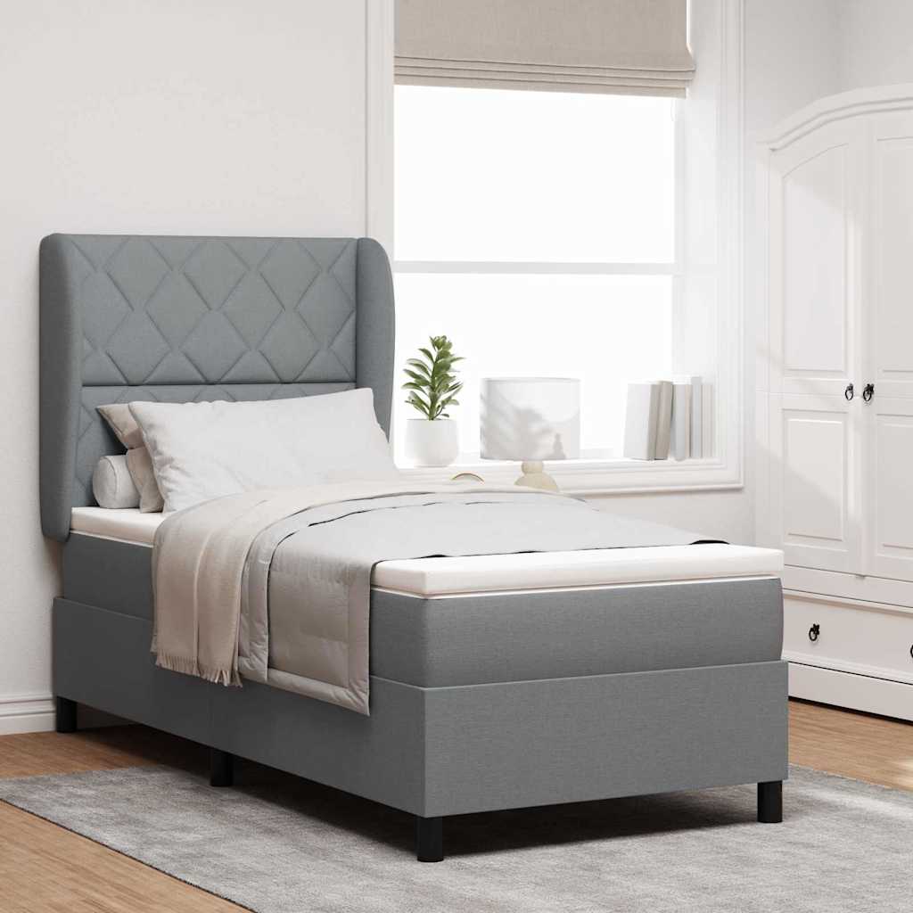 Boxspringbett Mit Matratze Stoff Hellgrau