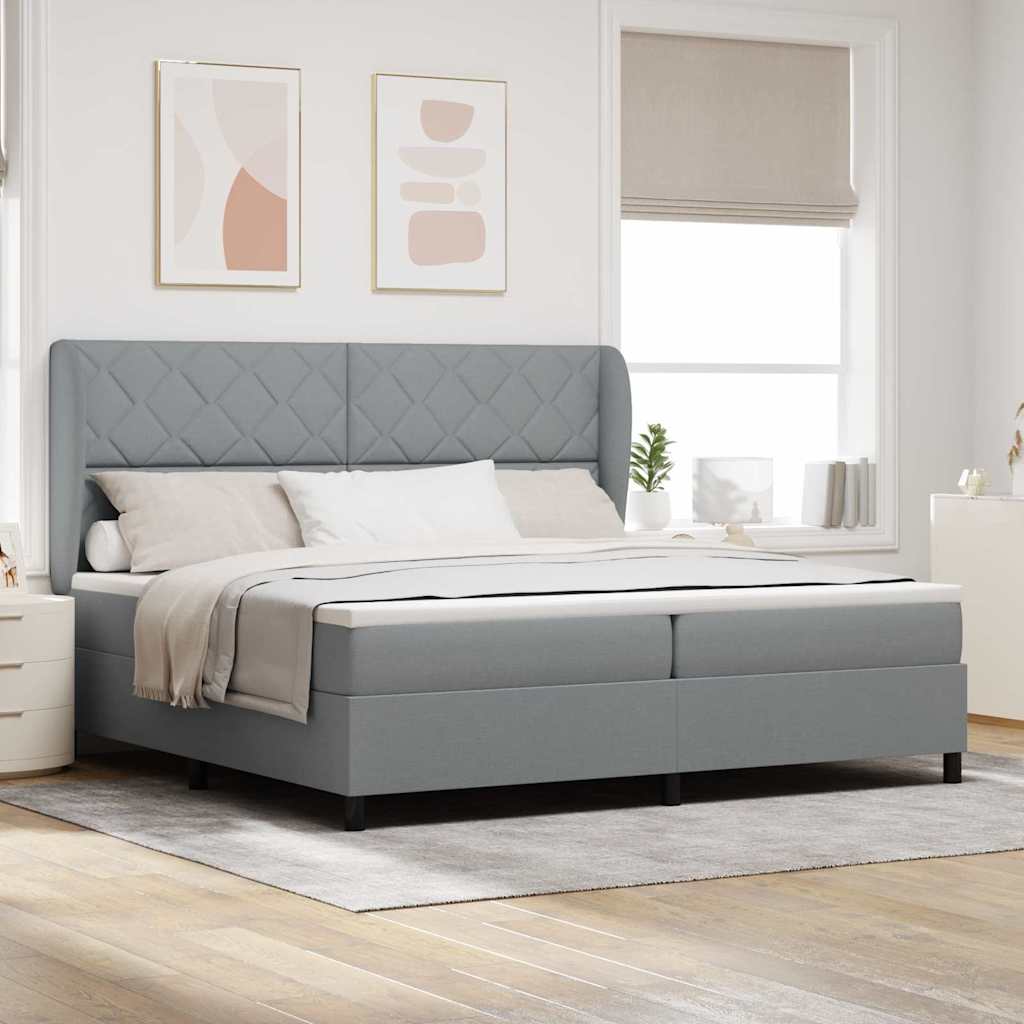 Boxspringbett Mit Matratze Stoff Hellgrau