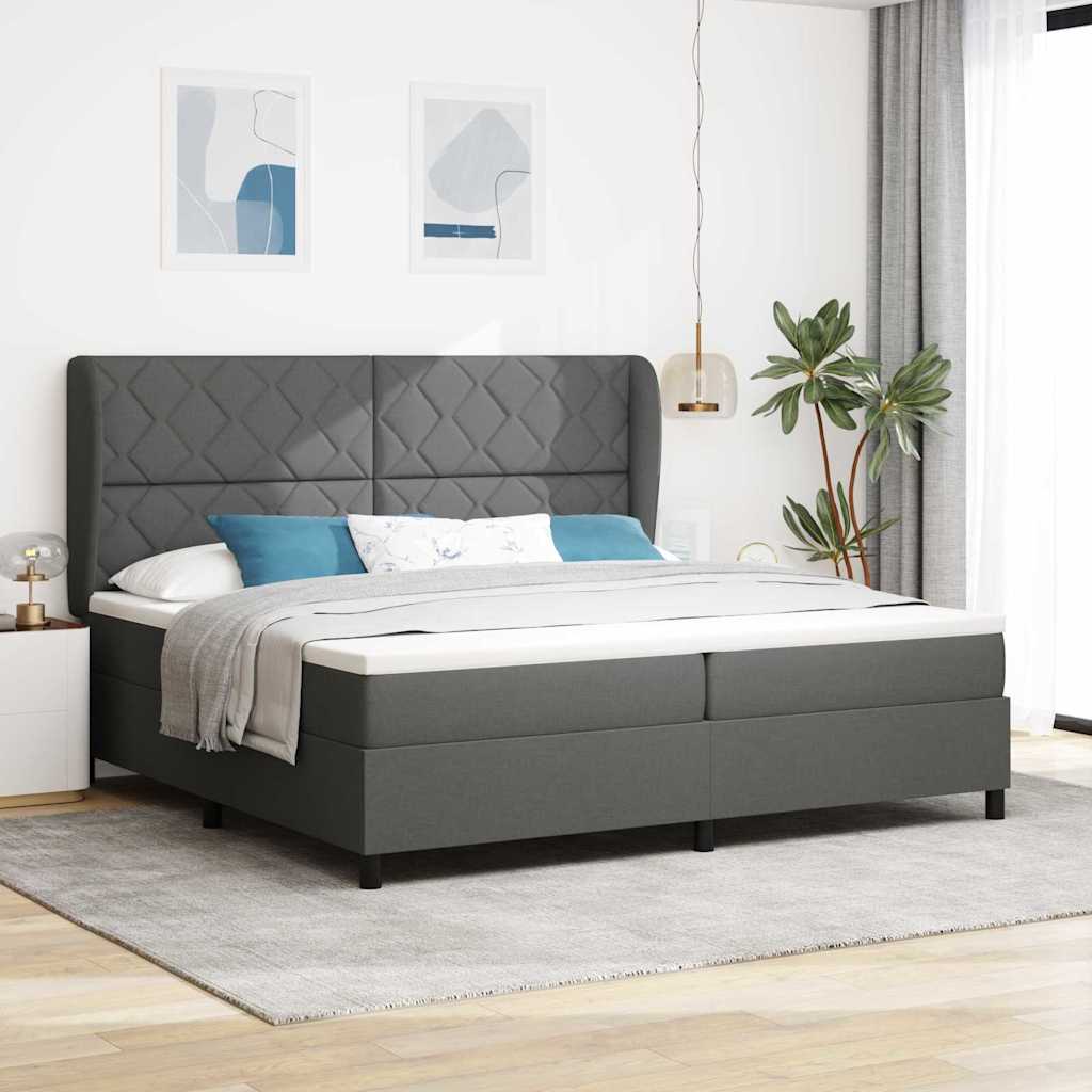 Boxspringbett Mit Matratze Stoff Dunkelgrau
