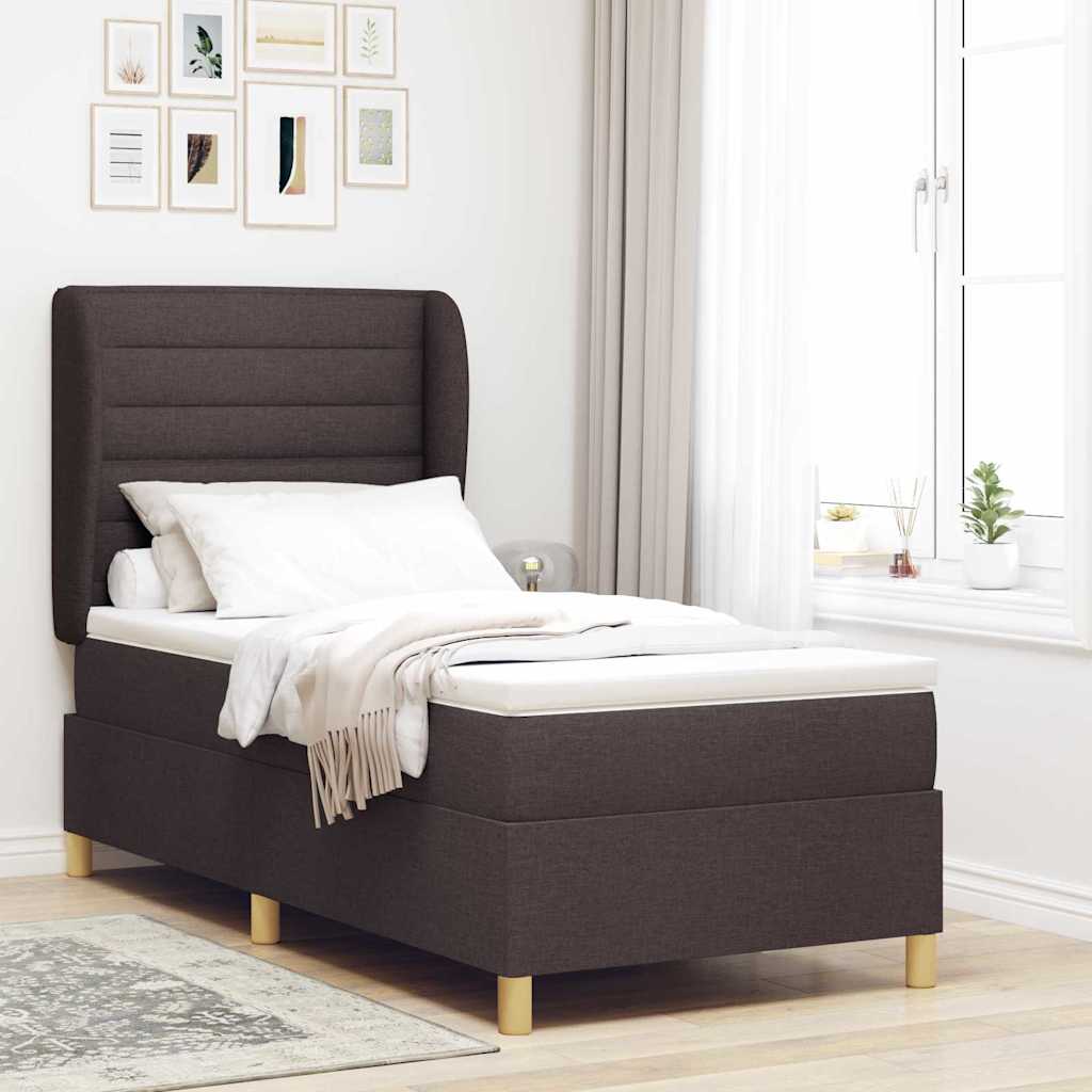 Boxspringbett Mit Matratze Stoff Dunkelbraun