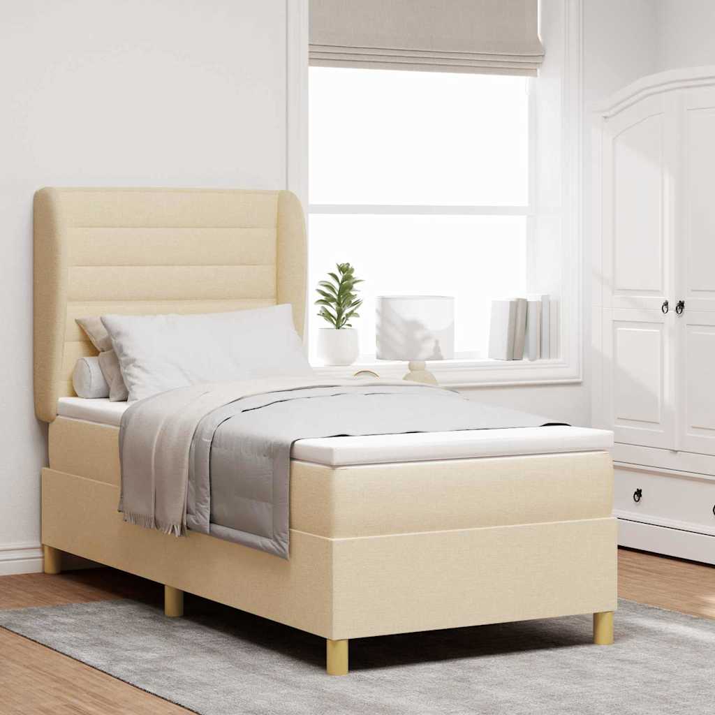 Boxspringbett Mit Matratze Stoff Creme
