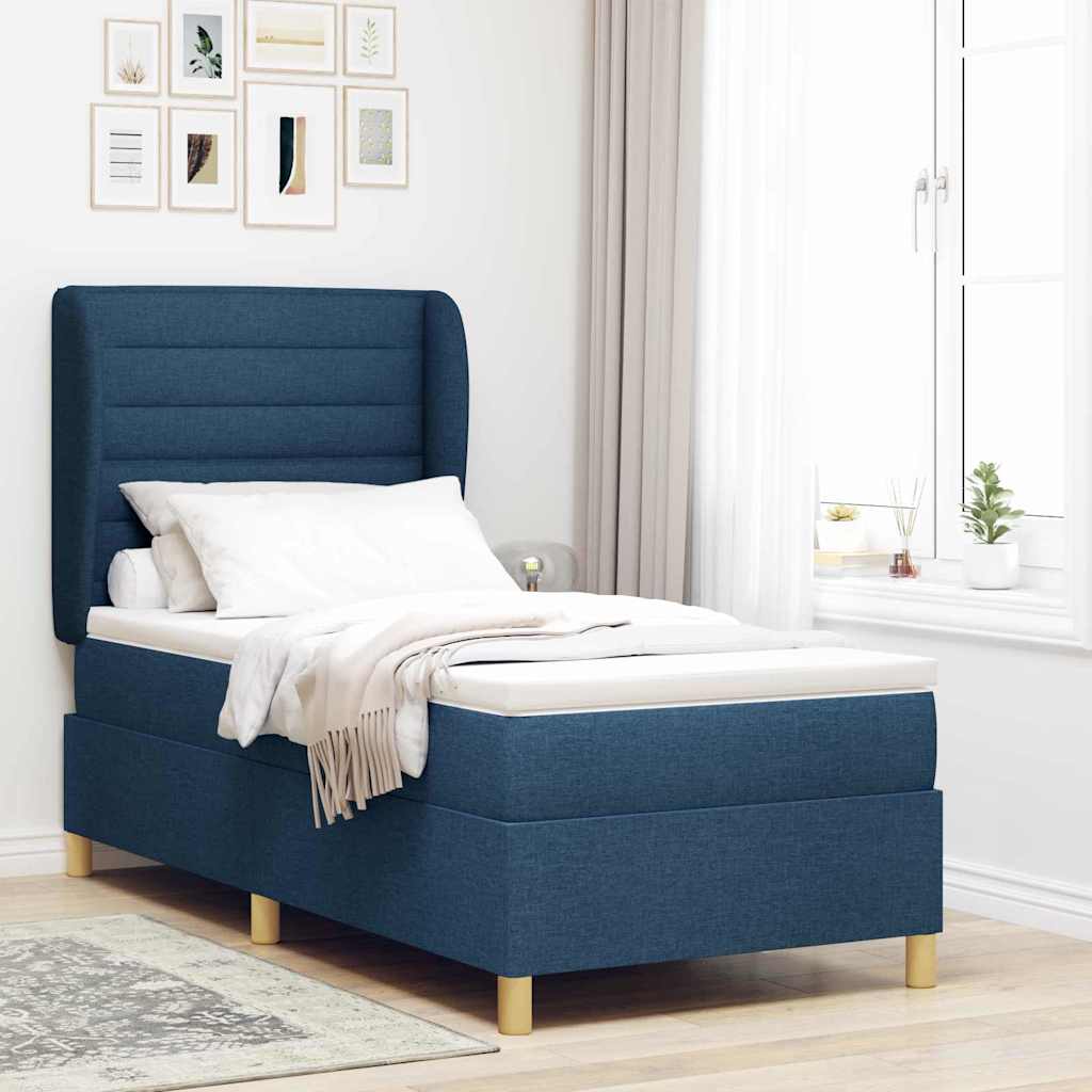 Boxspringbett Mit Matratze Stoff Blau