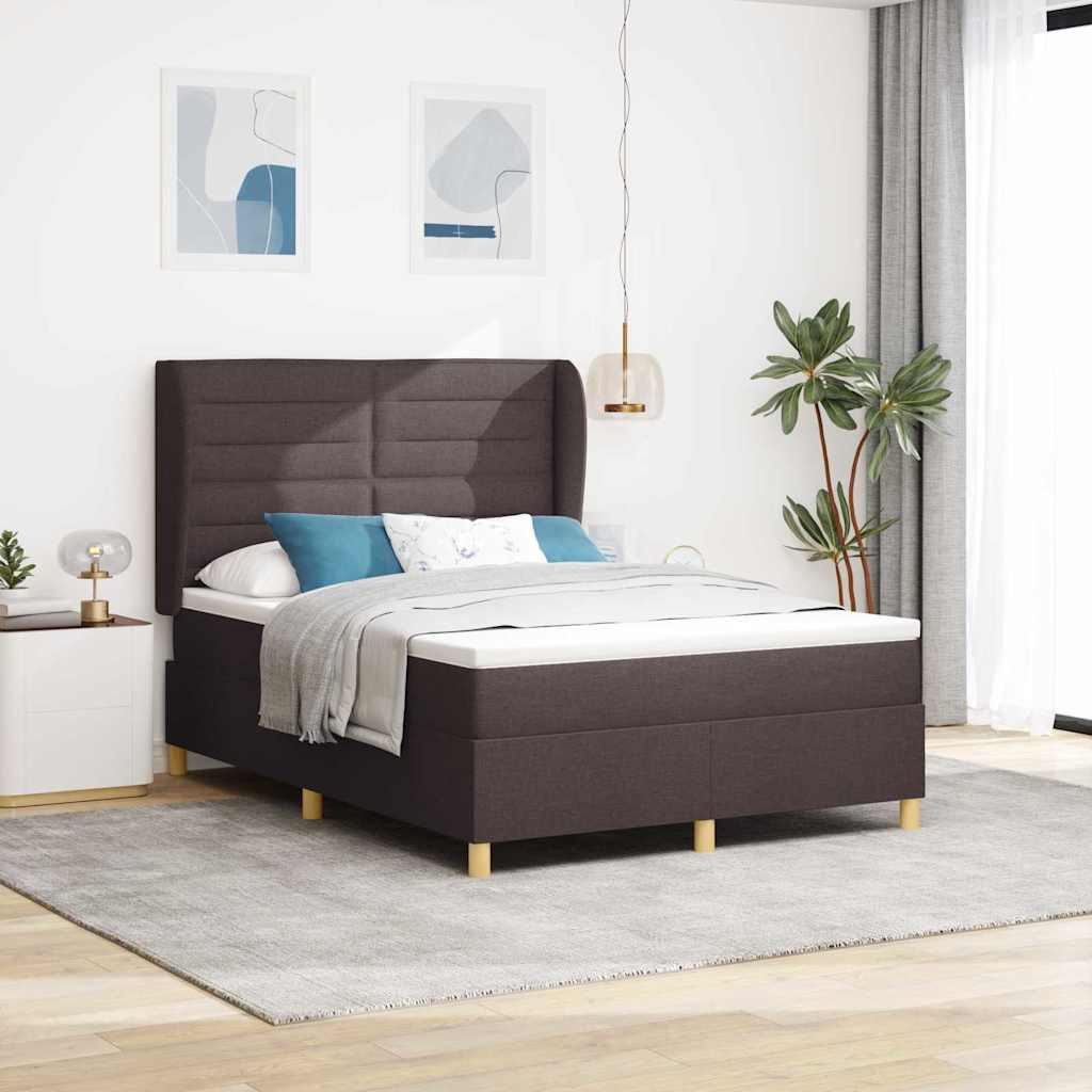 Boxspringbett Mit Matratze Stoff Dunkelbraun