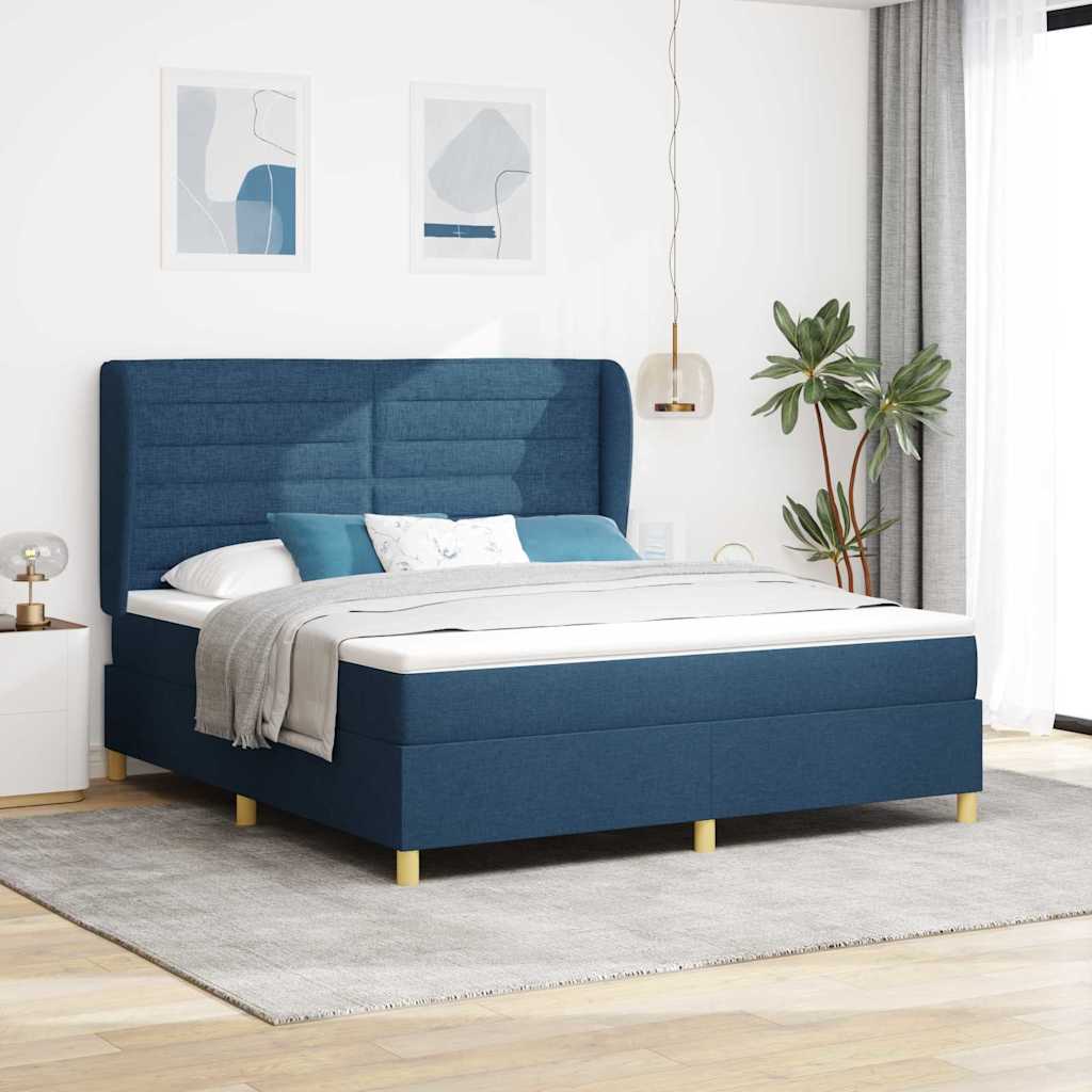 Boxspringbett Mit Matratze Stoff Blau