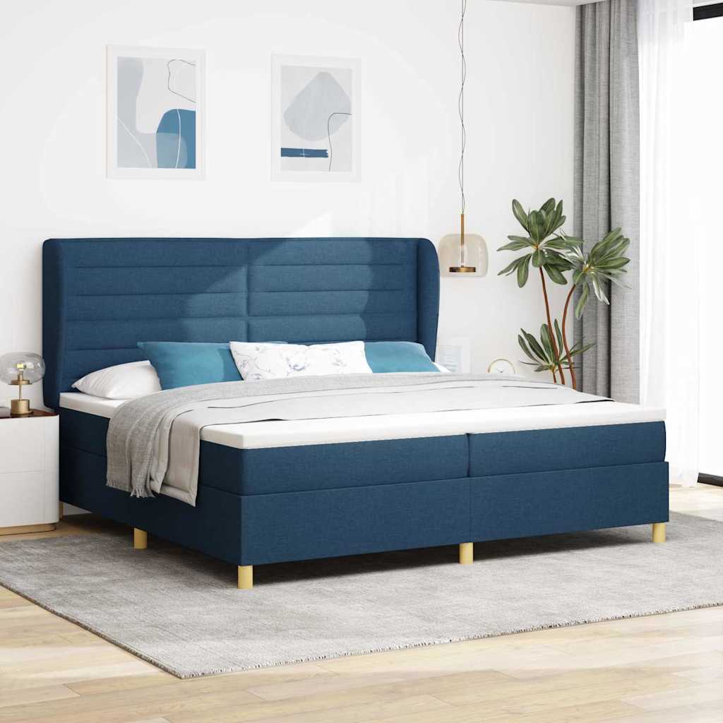 Boxspringbett Mit Matratze Stoff Blau