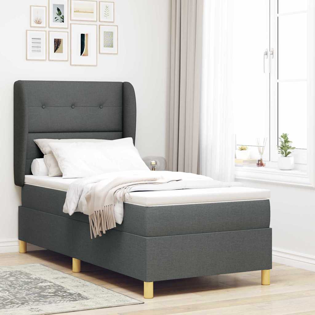 Boxspringbett Mit Matratze Stoff Dunkelgrau