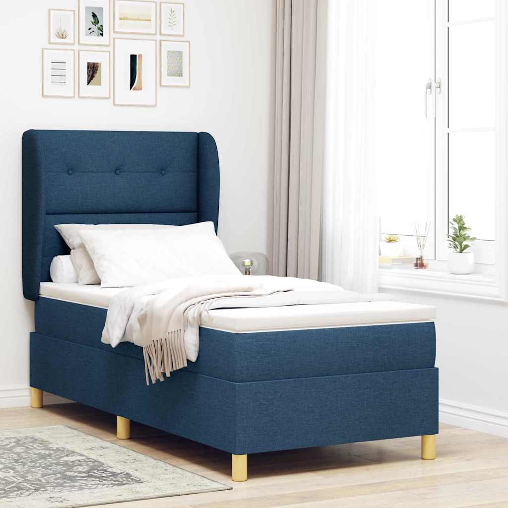 Boxspringbett Mit Matratze Stoff Blau