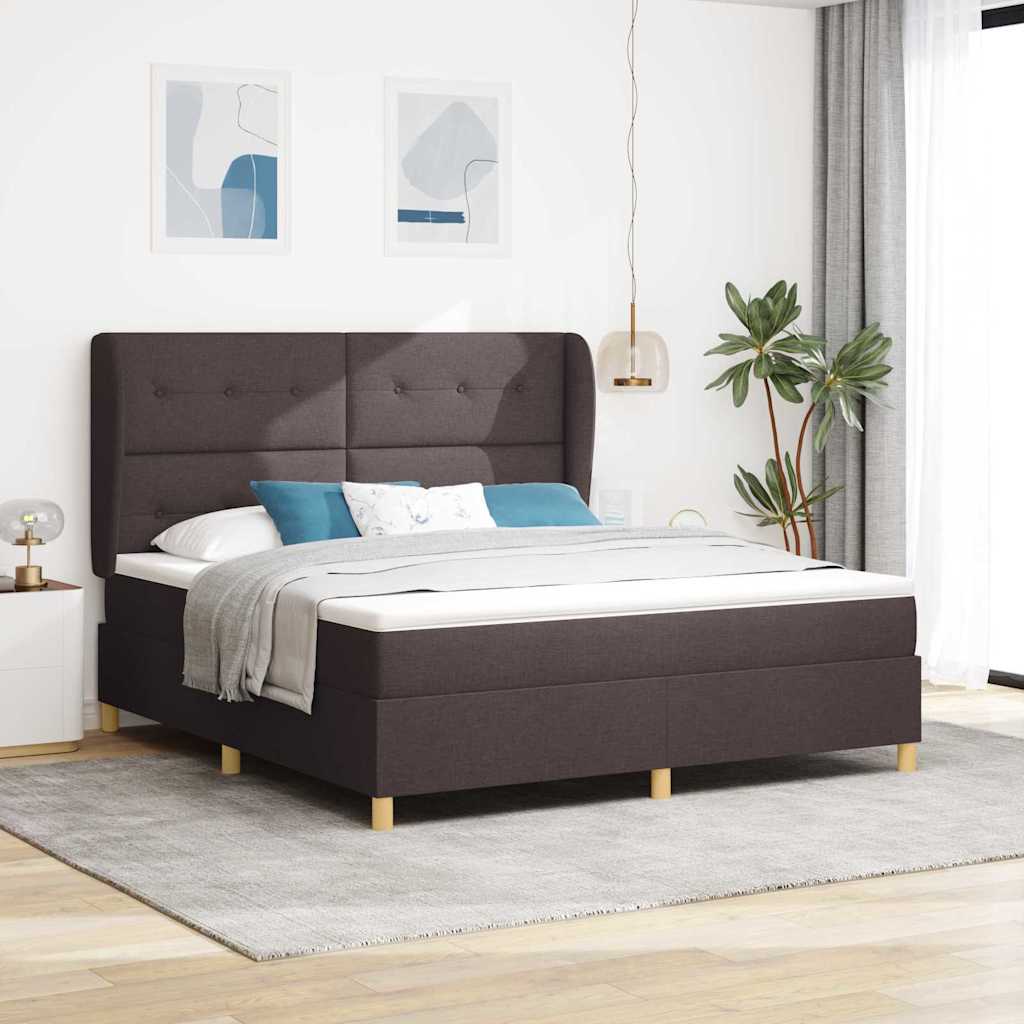 Boxspringbett Mit Matratze Stoff Dunkelbraun
