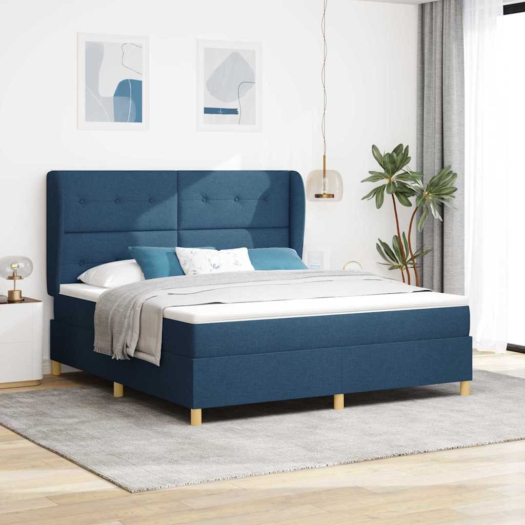Boxspringbett Mit Matratze Stoff Blau