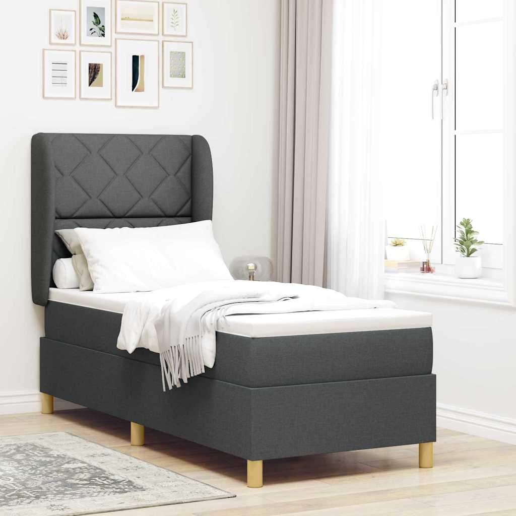 Boxspringbett Mit Matratze Stoff Dunkelgrau