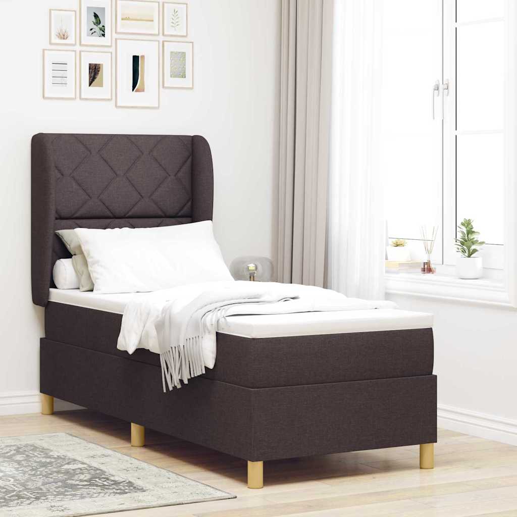 Boxspringbett Mit Matratze Stoff Dunkelbraun