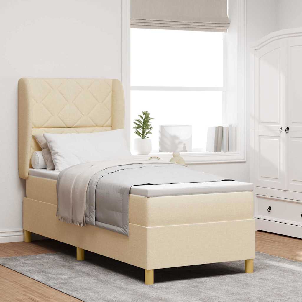 Boxspringbett Mit Matratze Stoff Creme