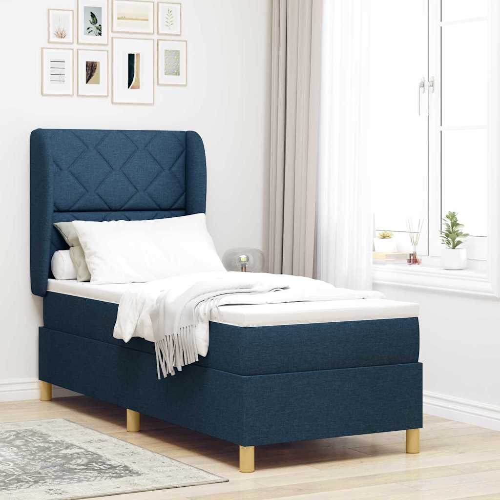 Boxspringbett Mit Matratze Stoff Blau
