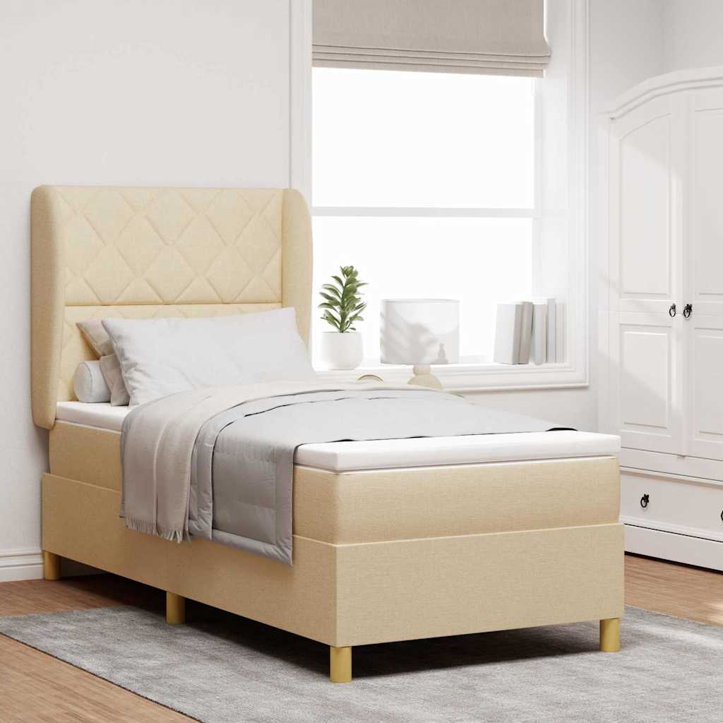 Boxspringbett Mit Matratze Stoff Creme