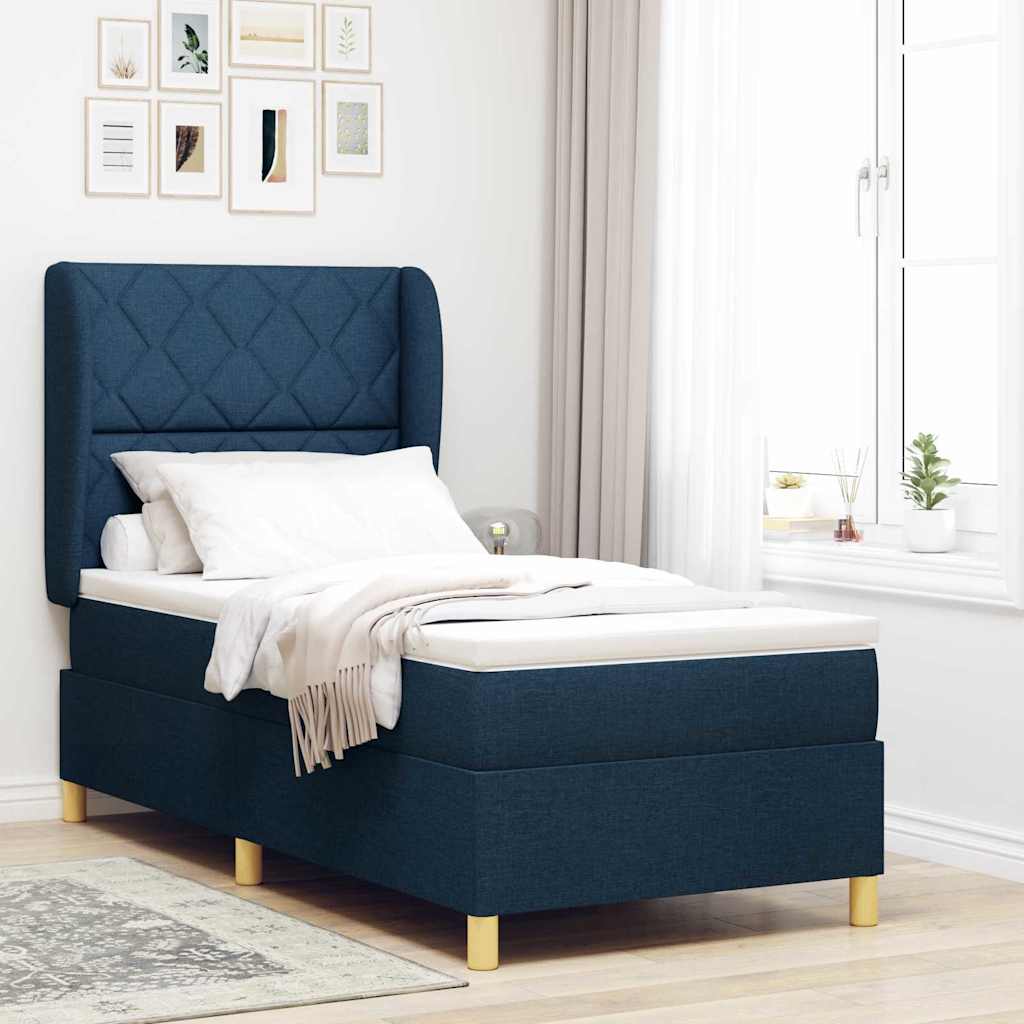 Boxspringbett Mit Matratze Stoff Blau