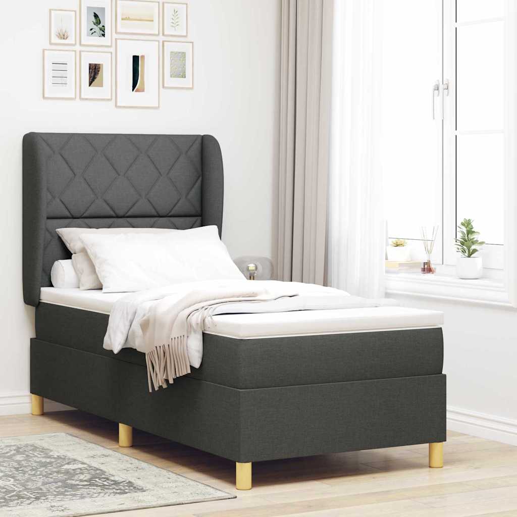 Boxspringbett Mit Matratze Stoff Dunkelgrau