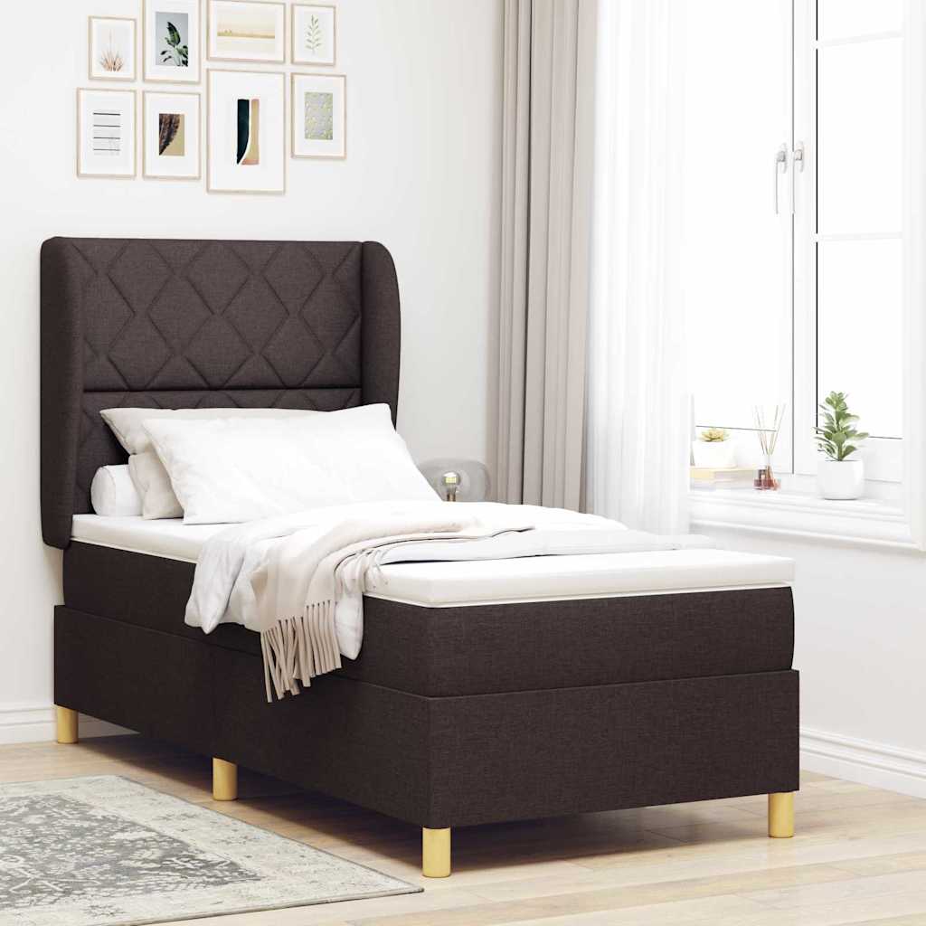 Boxspringbett Mit Matratze Stoff Dunkelbraun