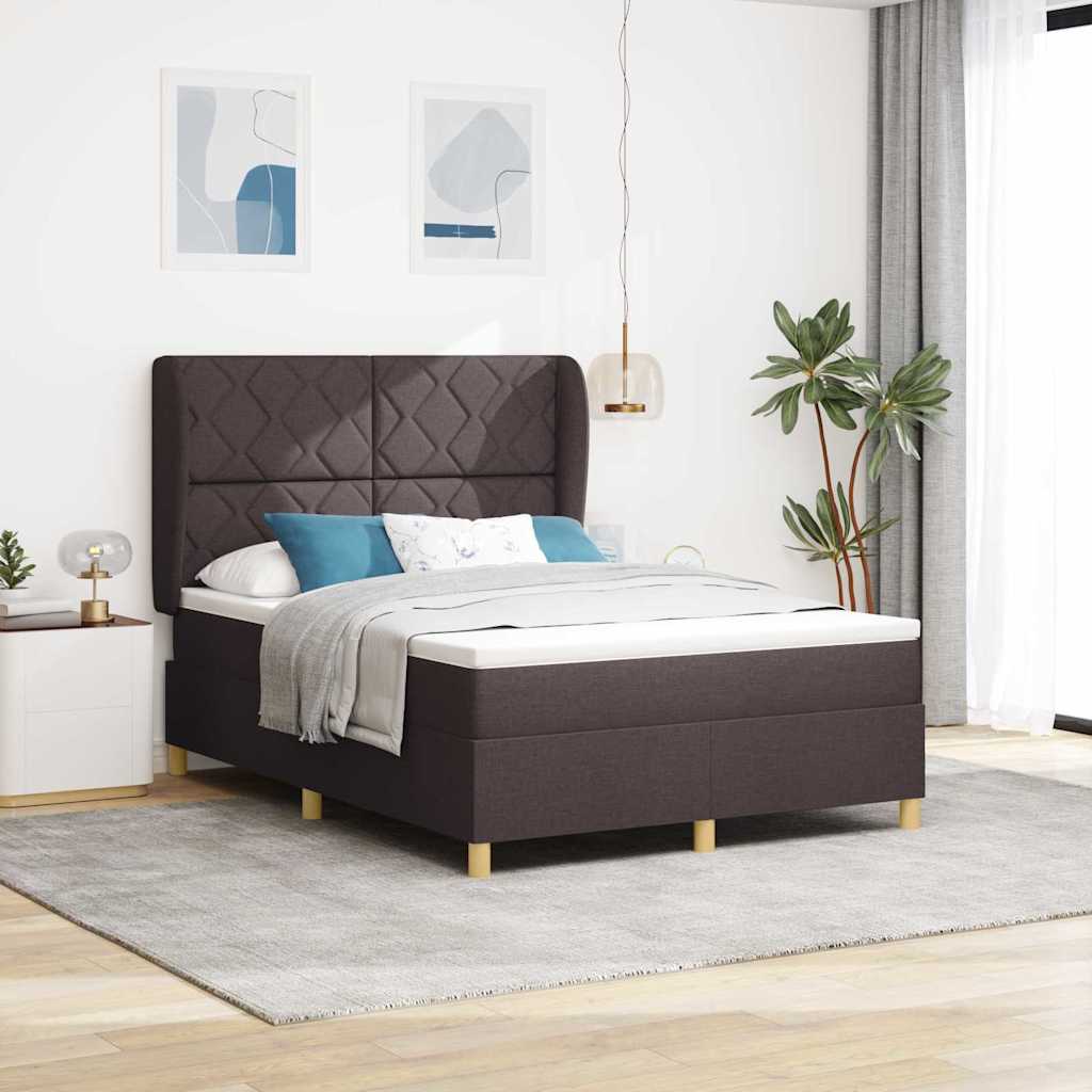 Boxspringbett Mit Matratze Stoff Dunkelbraun