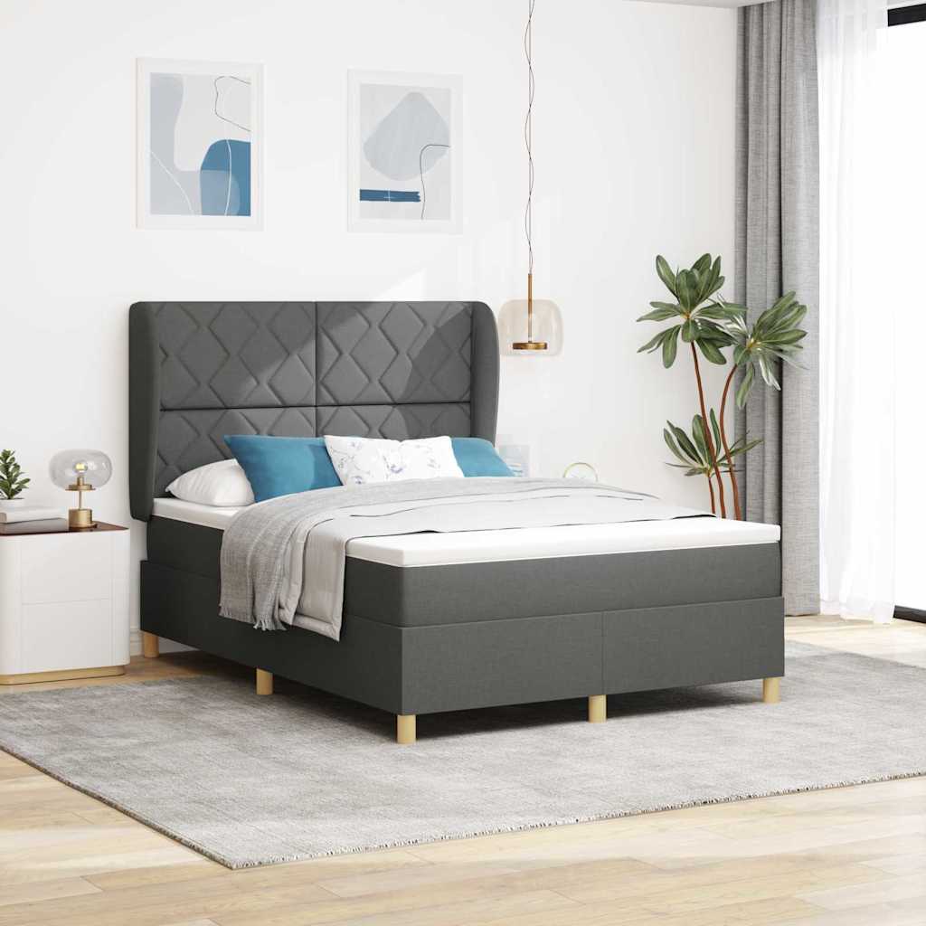 Boxspringbett Mit Matratze Stoff Dunkelgrau
