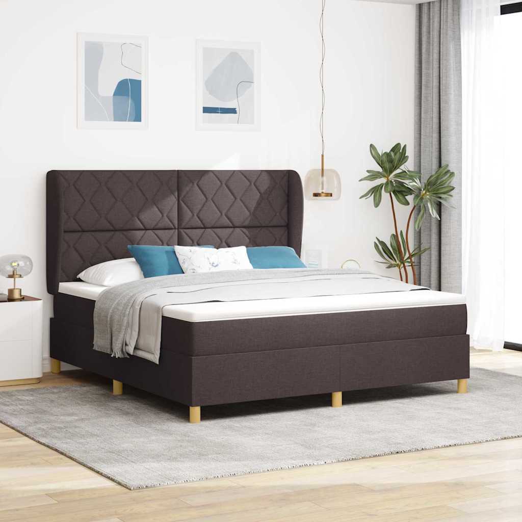 Boxspringbett Mit Matratze Stoff Dunkelbraun