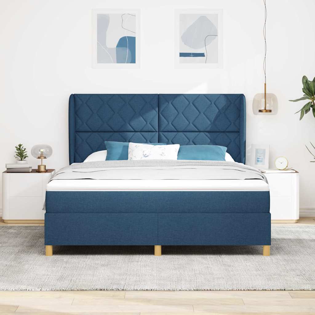 Boxspringbett Mit Matratze Stoff Blau