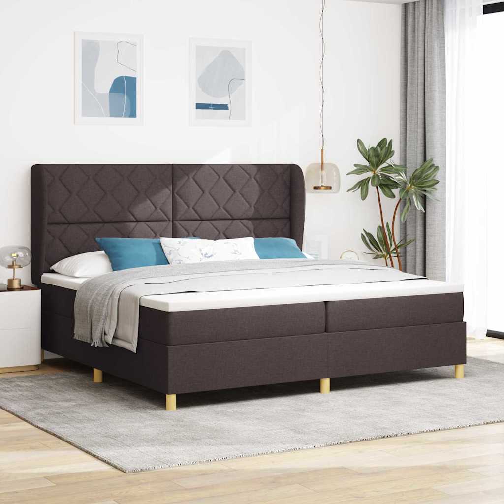 Boxspringbett Mit Matratze Stoff Dunkelbraun