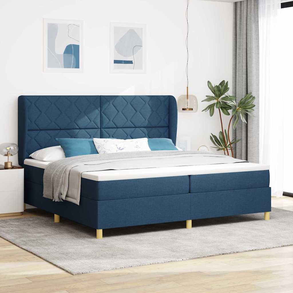 Boxspringbett Mit Matratze Stoff Blau