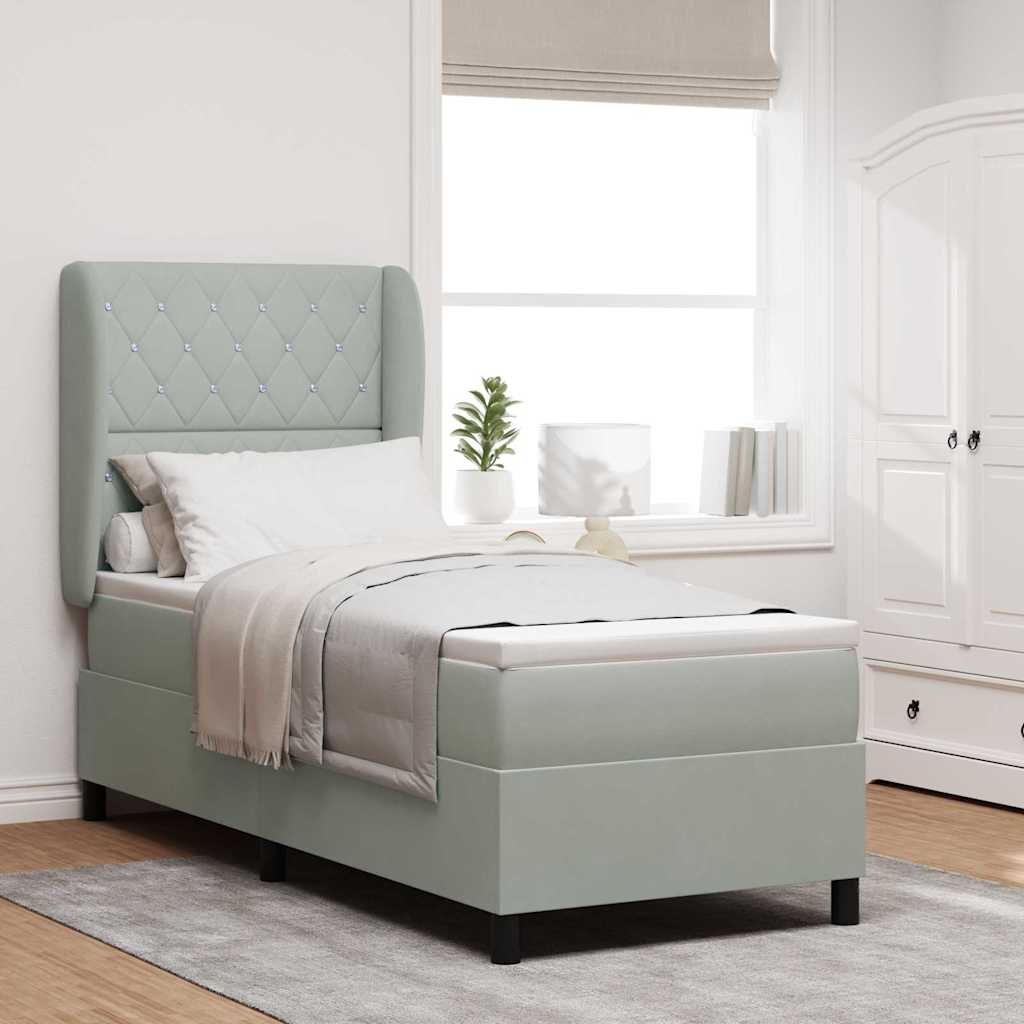 Boxspringbett Mit Matratze Samt Hellgrau