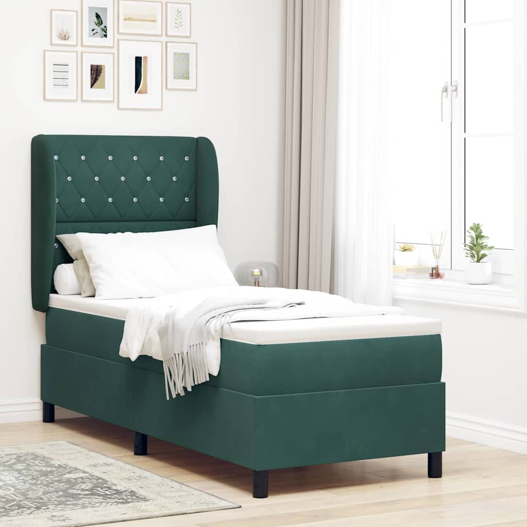 Boxspringbett Mit Matratze Samt Dunkelgrün