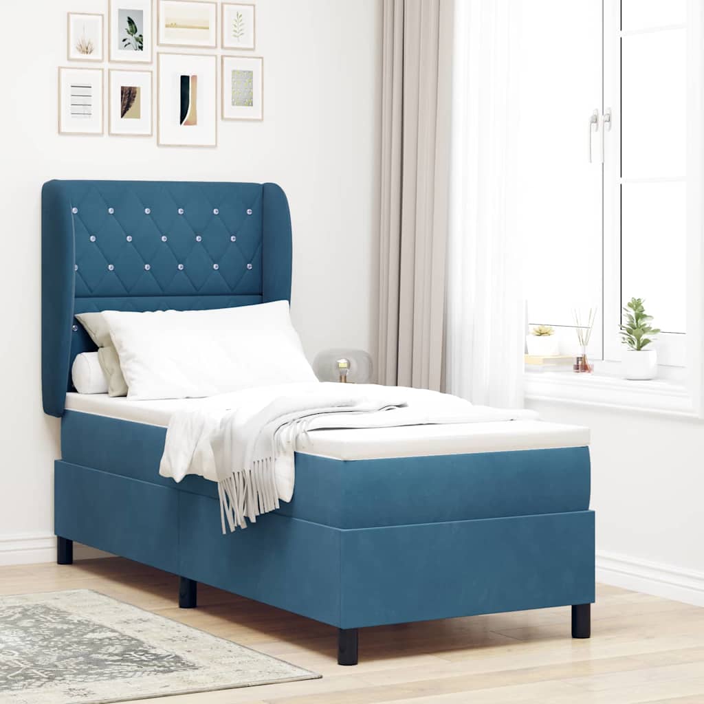 Boxspringbett Mit Matratze Samt Dunkelblau