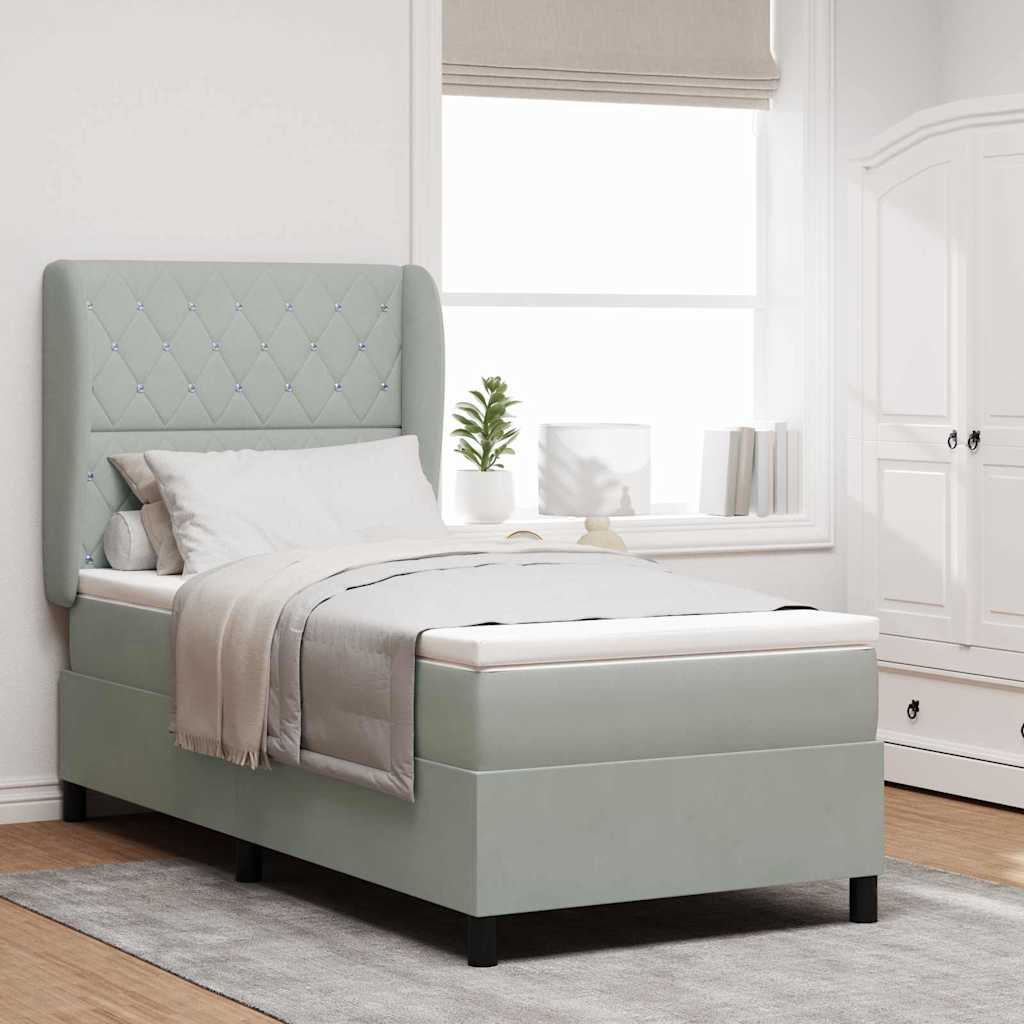 Boxspringbett Mit Matratze Samt Hellgrau