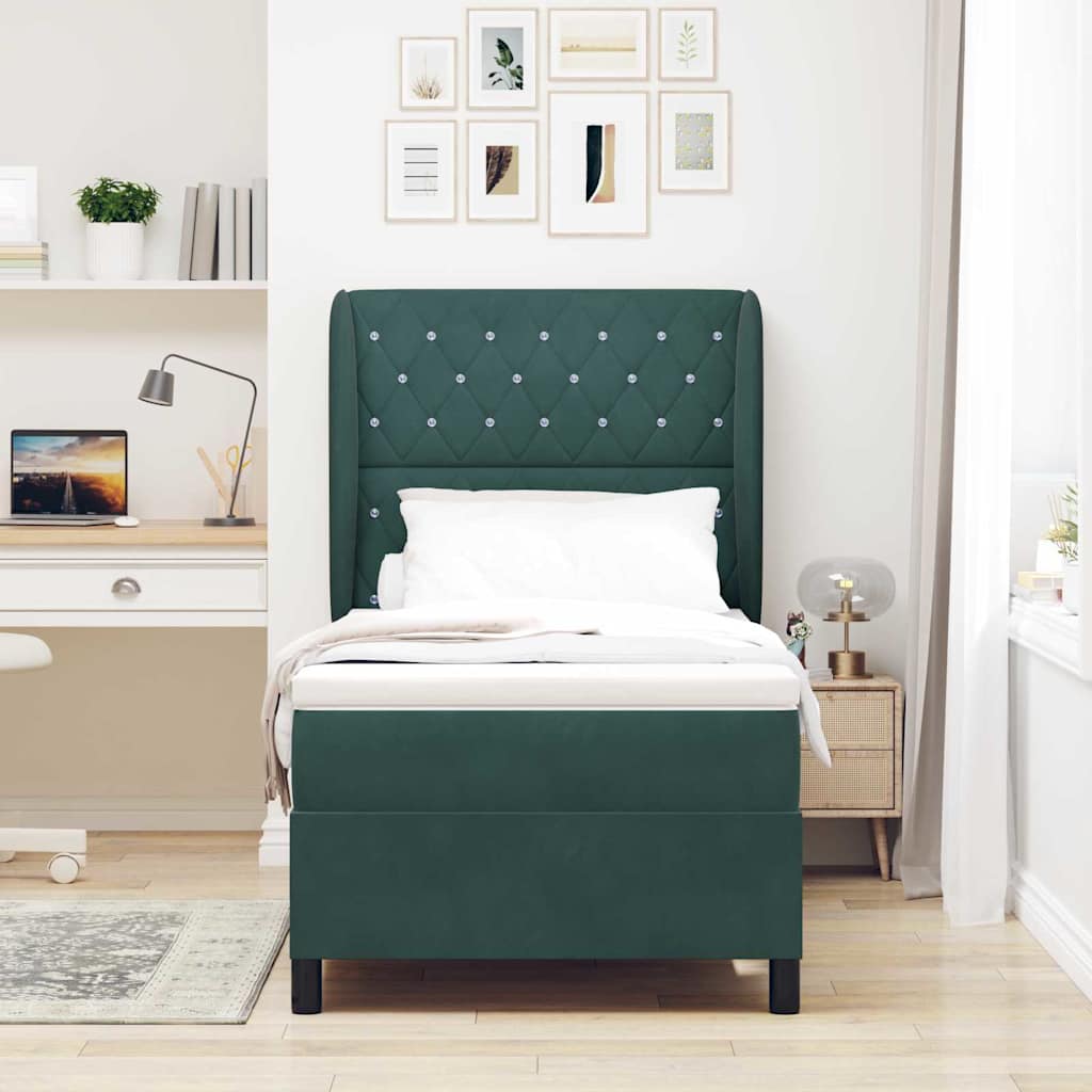 Boxspringbett Mit Matratze Samt Dunkelgrün