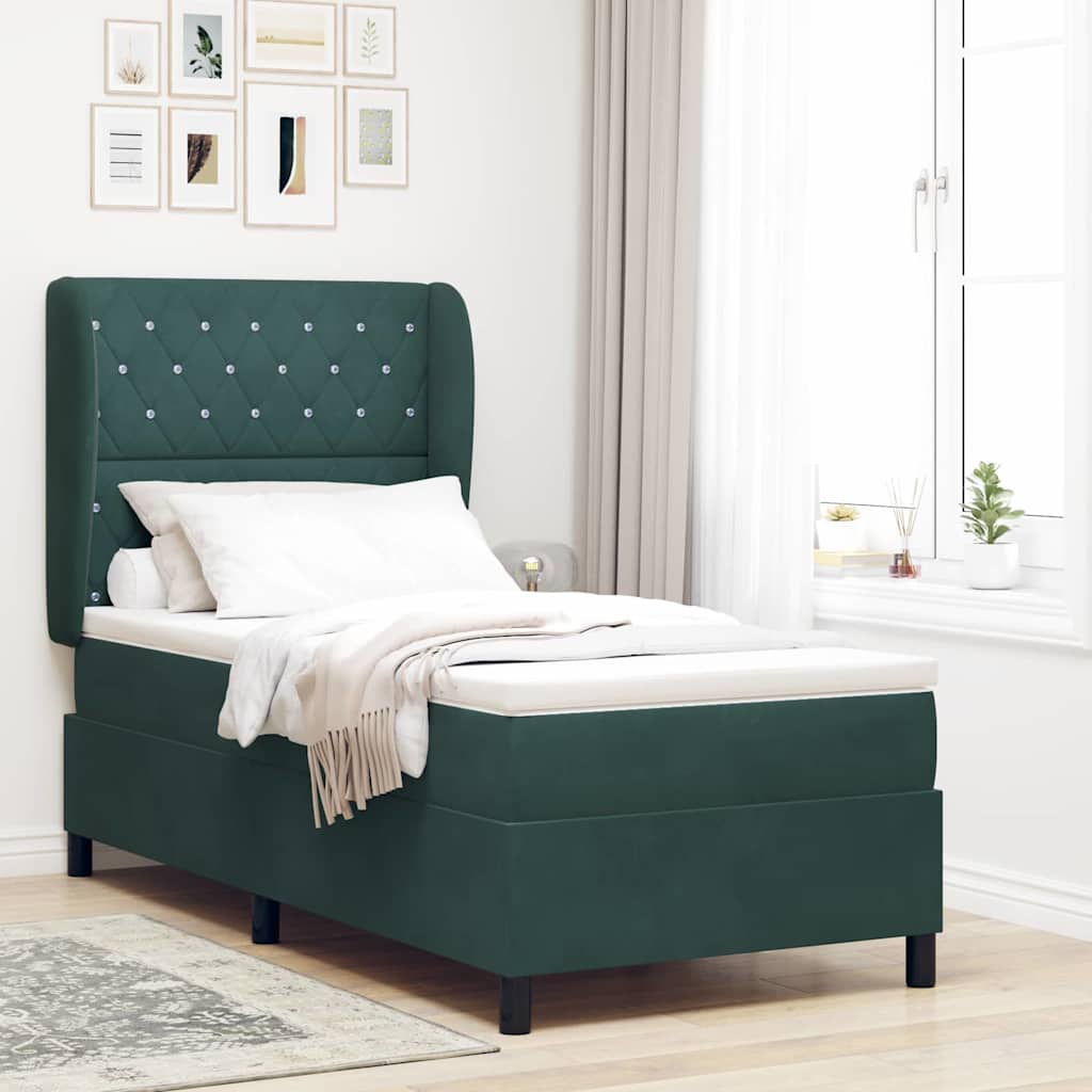 Boxspringbett Mit Matratze Samt Dunkelgrün