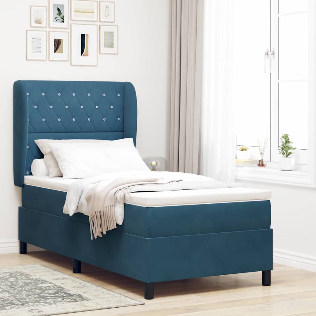 Boxspringbett Mit Matratze Samt Dunkelblau