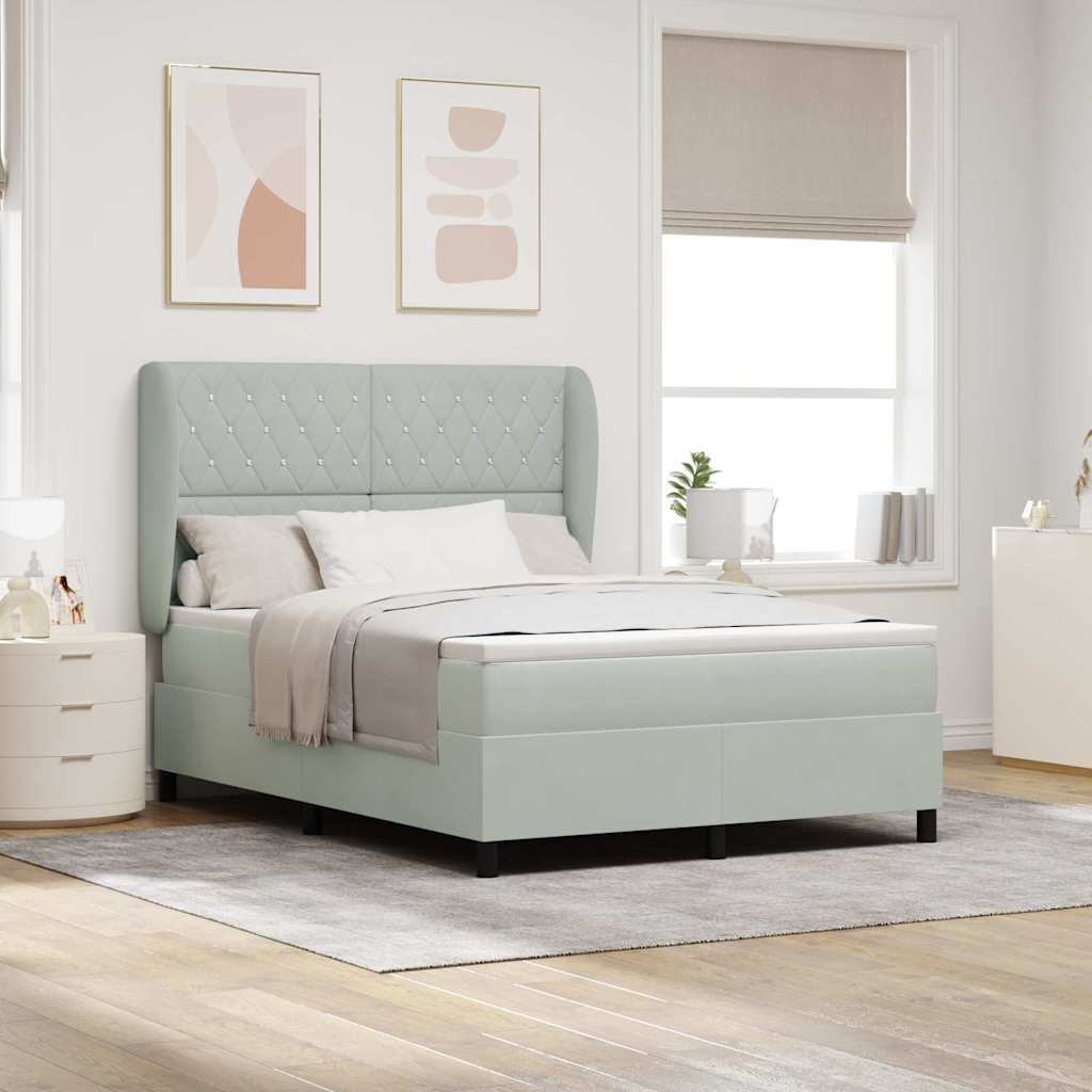 Boxspringbett Mit Matratze Samt Hellgrau