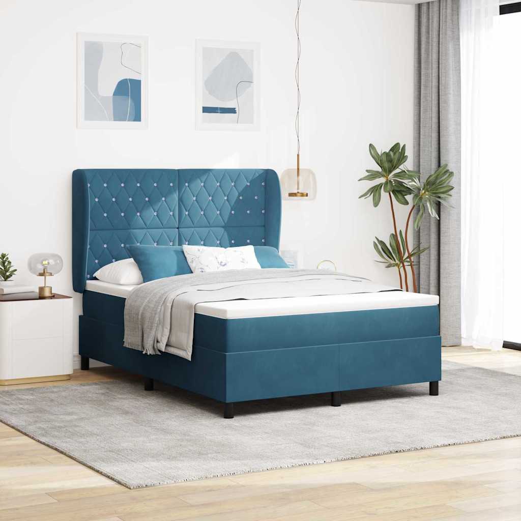 Boxspringbett Mit Matratze Samt Dunkelblau
