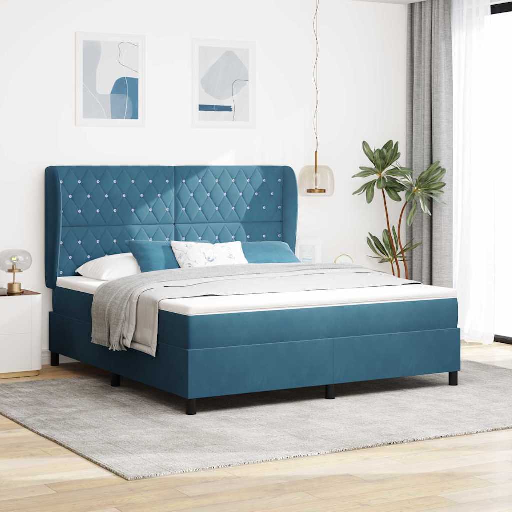 Boxspringbett Mit Matratze Samt Dunkelblau