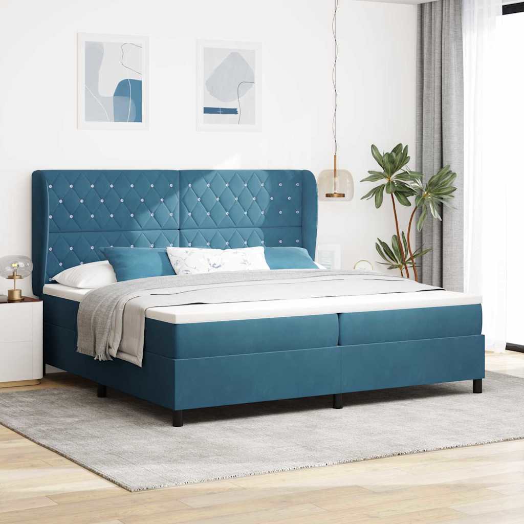 Boxspringbett Mit Matratze Samt Dunkelblau