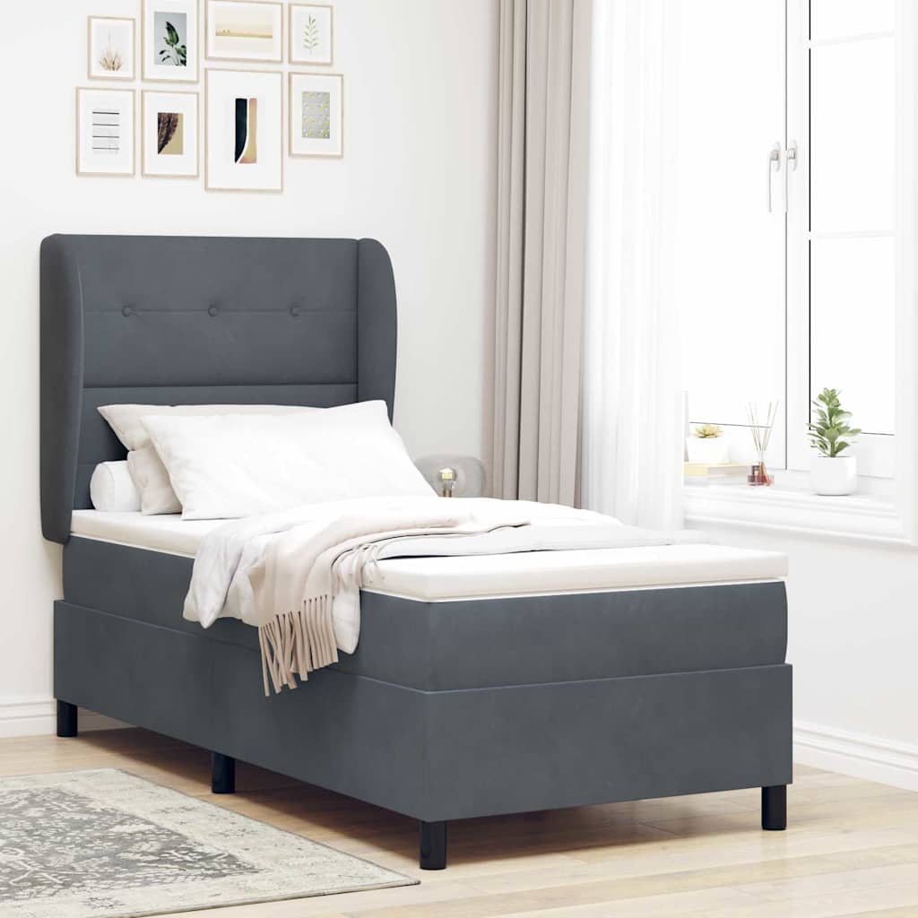 Boxspringbett Mit Matratze Samt Dunkelgrau