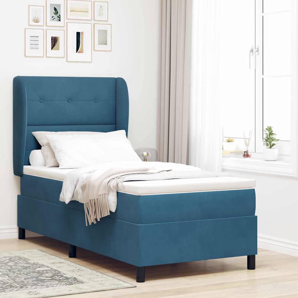 Boxspringbett Mit Matratze Samt Dunkelblau