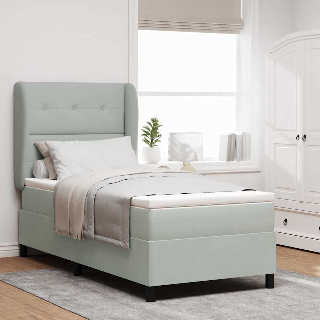 Boxspringbett Mit Matratze Samt Hellgrau