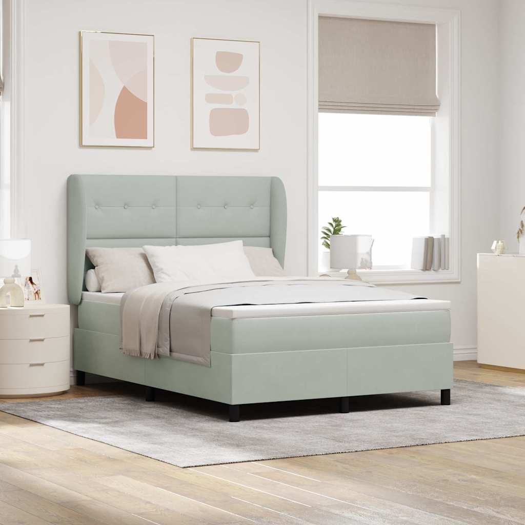 Boxspringbett Mit Matratze Samt Hellgrau