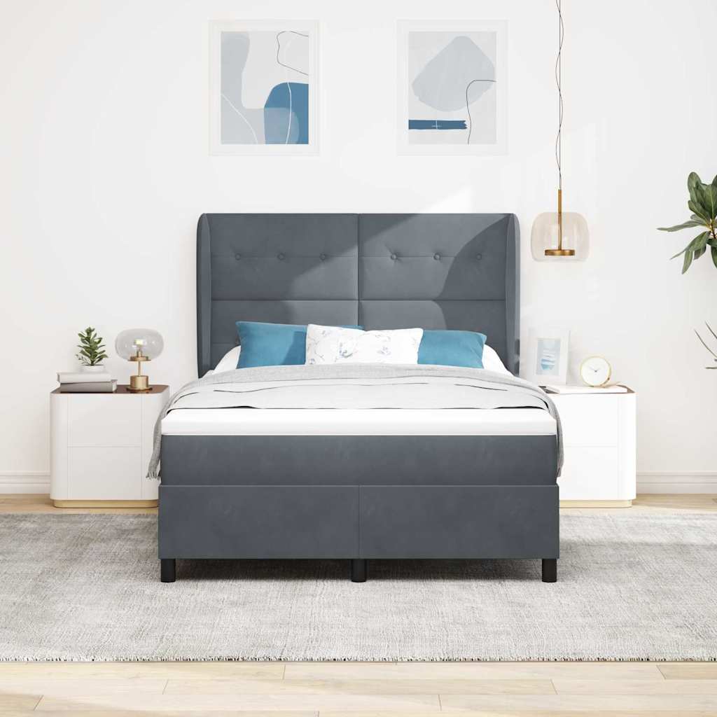 Boxspringbett Mit Matratze Samt Dunkelgrau