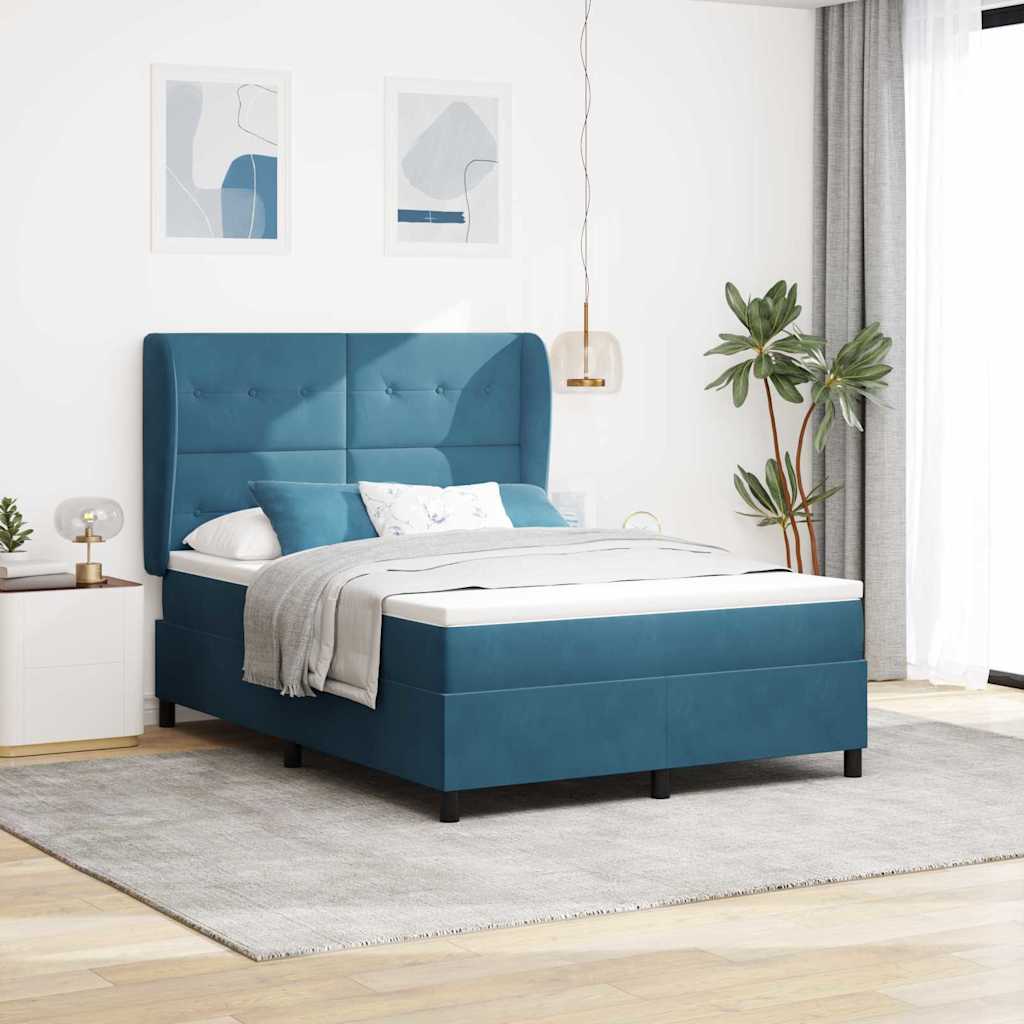 Boxspringbett Mit Matratze Samt Dunkelblau